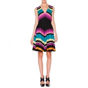 Missoni V‑Neck Fit and Flare Signature Chevron Knit Dress IT size 46 (US 10)